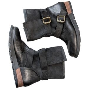Sorel Women's Major Moto Boots Black Leather Suede size 6 discontinued